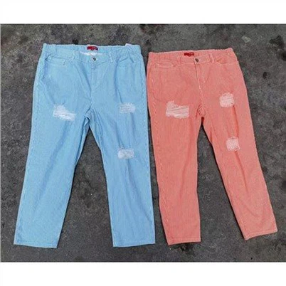 2 Color Plus Size Ladies Striped Pants