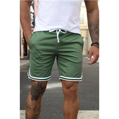 Striped Trim Drawstring Pocketed Men's Shorts